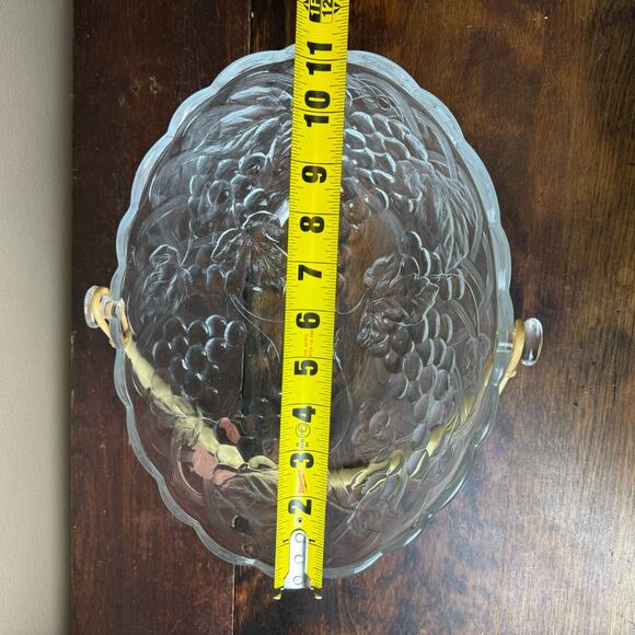 WP&G Fruit Delight CRYSTAL Clear Harvest Gathering Basket Decor Rattan Handle - Picture 5 of 13